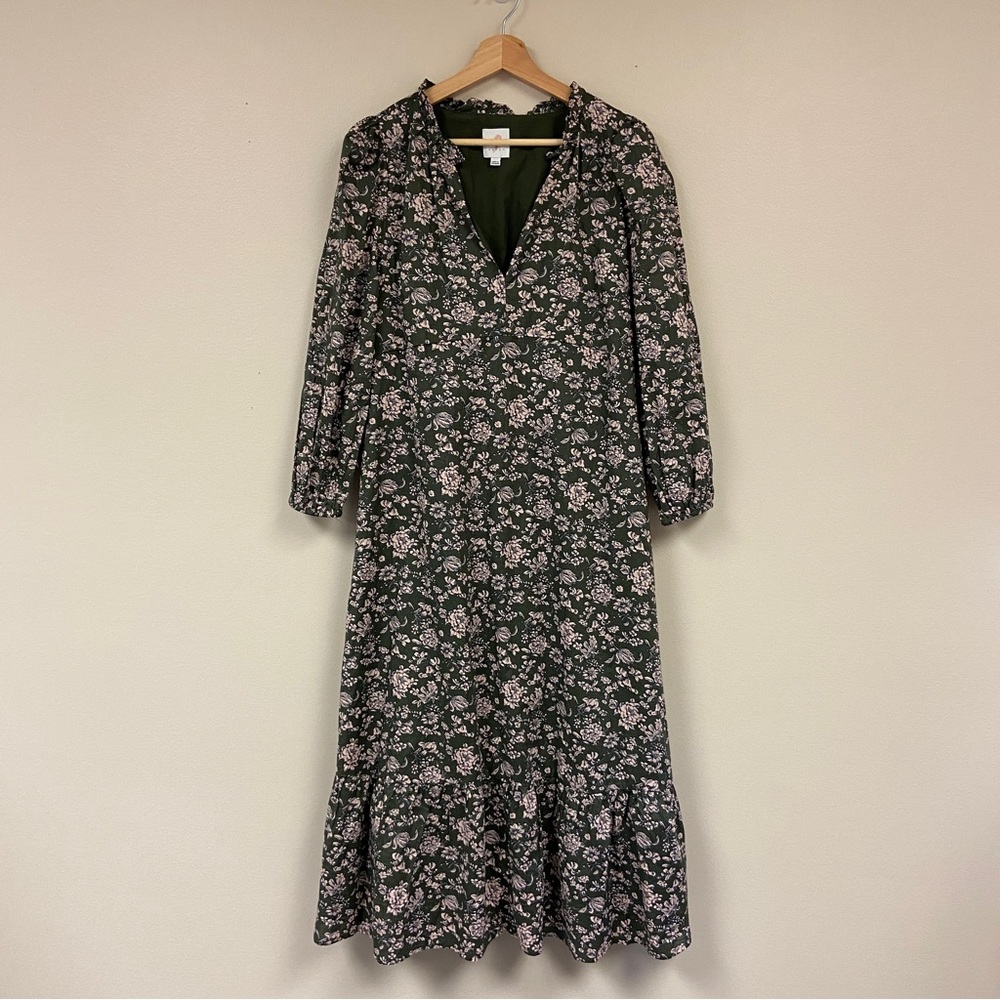 The Nines by HATCH Floral Midi Dress - Green and Pink